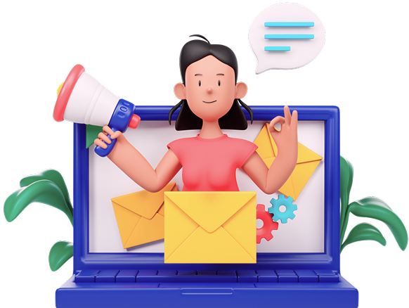 HRMS assistant with laptop and messages